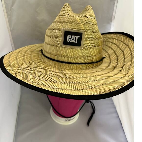 Caterpillar Men's Cat Straw Hat, OS  100% Straw Wide Brim - Picture 1 of 8